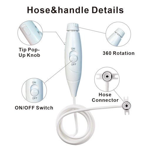 Oral Hygiene Accessories Replacement Hose and Handle Parts Compatible with Waterpik' Water flosser WP-100 WP-300 WP-660 WP-900, Pack of 1 Handle Hose