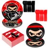Gejoy 96 Pcs Ninja Birthday Party Supplies Decorations Tableware Kit Include Plates Knives Forks Spoons Napkins for Boy Girls Birthday Party Favors Serve 24 Guests(Boy Style)