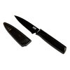 Kuhn Rikon COLORI Non-Stick Serrated Paring Knife with Safety Sheath, 4 inch/10.16 cm Blade, Black