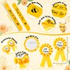 2ooya 4Pcs Bee Maternity Sash Set Yellow Bee Mom to Bee & Dad to Bee Sash Kit with Corsage Pin Bee Theme Pregnancy Sash Keepsake for Boy and Girl Baby Shower Gender Reveal Party Photo Prop Gift