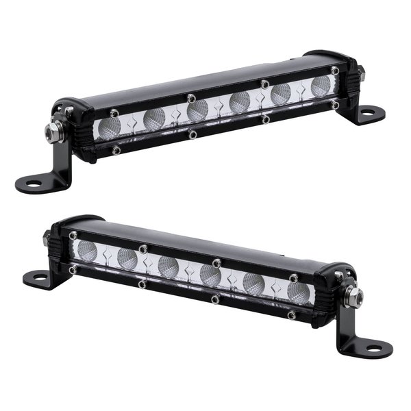 True Mods 2pc 7" Ultra-Slim Single Row Off Road LED Light Bar [1530lm] [18W] [IP68 Waterproof] [12V - 24V] Fog/Driving/Work Lights for Trucks ATV Cars - 60 Degrees Flood Light