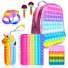 Pop Fidget Backpack for Girls, Pop it Bags&pop it Notebook and Unicorn Pencil Case for Kids' Fidget School Supplies Stress Relief, Great Birthday Present Gift for Kids