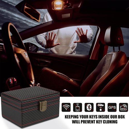 Diyife Faraday Box, [Carbon Fiber Texture] RFID Box for Car Keys, Key Fob Protector, Signal Blocker for Keyless Fob, Car Key Signal Blocker Cage, Signal Blocking Box for Car Keys Phones (Medium)