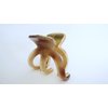 Medium brown beige gold tone textured acrylic and metal hair claw clip