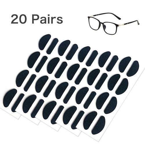 Festful Eyeglass Nose Pads,20 Pairs of Soft Foam Nose Pads, (D-Shape /20 * 8mm) (Black)