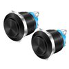 DaierTek 12V Momentary Horn Push Button Switch Black Metal Waterproof 19mm Round Starter Power Switch for RV Truck Boat Marine - 2pcs