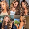 DULTEV Honey Blonde Lace Front Wig Human Hair Glueless Wigs Human Hair Pre Plucked 13x4 HD Body Wave Lace Front Wigs 4/27 Colored Highlight Ombre Lace Front Wigs for Women