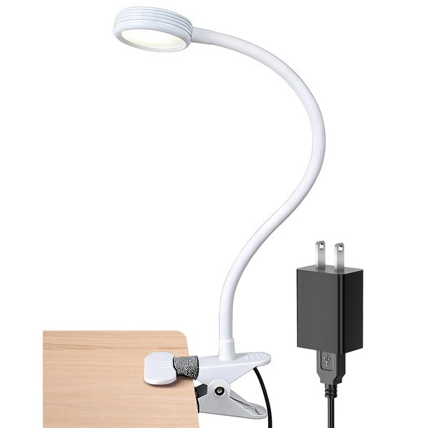 LEPOWER Clip on Light/Book Light/Reading Light with 2 Color Changeable/Night Light Clip on for Desk, Bed Headboard and Computers (White)