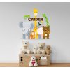 Custom Name Jungle Animals Wall Decal - Baby Safari Zoo Animals Series Theme Wall Art Decal - Wall Decal for Nursery Bedroom playroom Decoration (Wide 30"x29" Height)