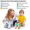 Montessori Busy Board for Kids, Wooden Sensory Activity Cube Toy with Car LED Light, Switch, Steering Wheel, Gear, Fine Motor Skill Learning Toy Gift for 3 4 5 6 Years Boy, Girl & Autism ADHD Toddler
