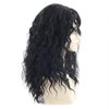 SEVENCOLORS Long Black Curly Wigs for Women Natural Wavy Black Wig with Bangs Costume Cosplay Party Synthetic Hair Wigs