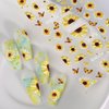 Puyokinm Paper 5D Embossed Sunflower Nail Art Stickers, 4 Sheets, Yellow, for Women Girls Manicure Decoration