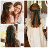 Green Velvet Hair Bow Set IKOLA 7" Hair Bow with Tail 4" Velvet Bows for Toddler Girls Sturdy Non-Slip Alligator Clip for Ponytail Fall Winter Christmas Hair Accessories for Women and Girls