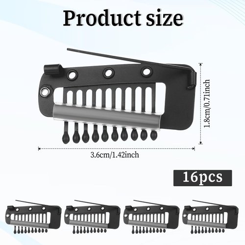 16pcs Clips for Hair Extensions 10-Teeth Wig Clips to Secure Wig No Sew,Invisible Strong Hijab Pins Chunni Clips for Woman Veil Hair Extensions Hairpieces