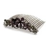 Medium Decorative Hair Comb Rhinestone Crystal Frosted Flowers Bridal Hair Comb, Black