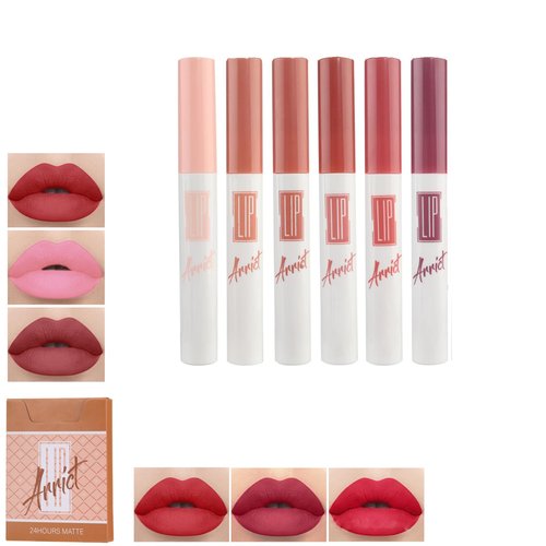 HUDABABY Matte Liquid Lipstick Lip Stain Set, Durable non stick cup waterproof, Long Lasting 24 horas Permanent Lipsticks (6 Colors -A)