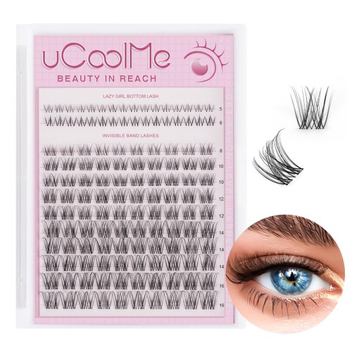 Venus Lash Clusters 8-16mm with 5-6mm Bottom Lashes Natural Eyelash Clusters D Curl -WideSpan DIY Eyelash Extension Individual Fake Eyelashes Clusters with 0.05mm Ultra-Thin Invisible Lash Band