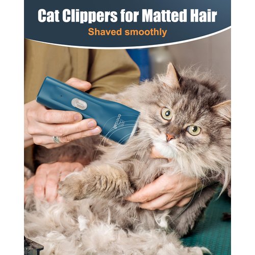 oneisall Pet Clipper for Cat Matted Hair, Pet Shaver for Cats Quiet Pet Hair Clippers Cordless Cat Clippers for Matted Hair Cat Clippers for Long Hair(Standard Blade)