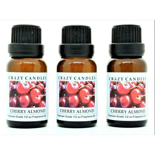 Cherry Almond (Made in USA) 3 Bottles 1/2 FL Oz Each (15ml) Premium Grade Scented Fragrance Oil