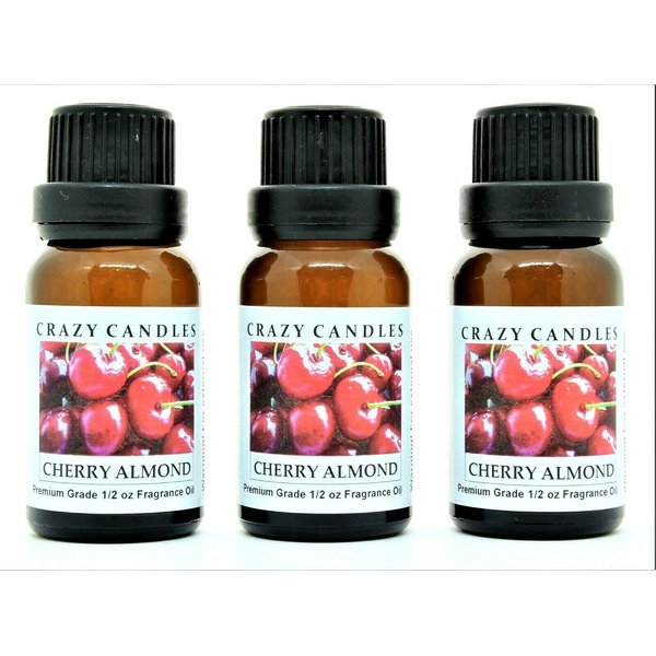 Cherry Almond (Made in USA) 3 Bottles 1/2 FL Oz Each (15ml) Premium Grade Scented Fragrance Oil