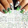 Leaf Nail Art Stickers Decals, 12 Sheets Cool Tropical Leaf Water Nail Decals Green Plant Leaves Nail Stickers Coconut Tree Leaves Fresh Design Nail Art Supplies for Summer Acrylic Nails Decorations