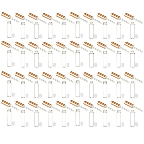 AllTopBargains 40 Pc Yellow Gold 10ml Empty Lip Gloss Tubes Lip Container Plastic PET Clear Balm ...