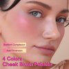 FelinWel Blush for Cheeks Matte Powder Blush Palette Long-lasting 4-color for Healthy Glow