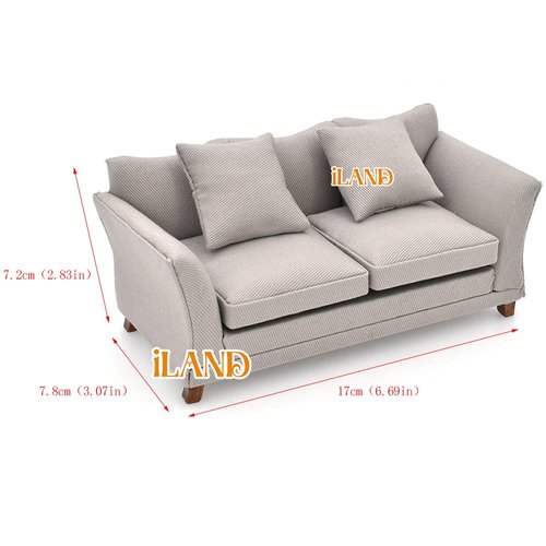 iLAND Modern Dollhouse Furniture on 1/12 Scale, Miniature Couch for Dollhouse Living Room (Khaki Drills)