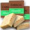 CARACAL Clarysweet Vegan Herbal Natural Soap Bar for Men Women (3-Pack) Strong Woodsy Bay Laurel, Clary Sage, Nettle, Olive, Castor Oils & Shea Butter
