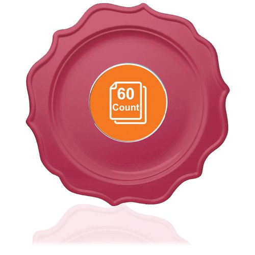 Tiger Chef 60-Count, 8-inch Fuchsia Color Round Scalloped Rim Disposable Plastic Plate Set Includes 60 Plastic Salad Plates - BPA-Free
