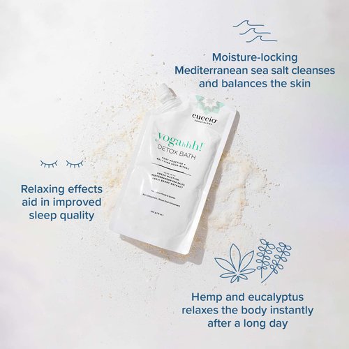 Cuccio Somatology Yogahhh! Detox Bath - Post Workout Relaxing Body Soak - Vegan Formula - Epsom Salts, Goji Berries, Eucalyptus, Greek Mastiha - 16 oz