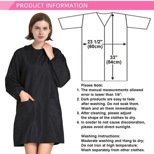 TOPTIE Waterproof Haircutting Pet Grooming Smock Jacket Salon Barber Hairdressing Cape Gown Apron with 2 Pockets-Black