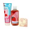 Bath & Body Works Strawberry Soda Body Wash and Body Cream Bundle with a Himalayan Salts Springs Bar Soap - Full Size