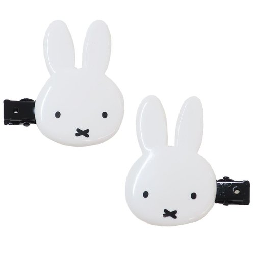 Kawaii Miffychan Hair Clip Hair Pins Girls Women Hair Accessories 2 PCS Made in Japan (White)