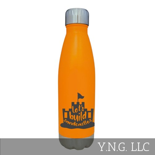 YNGLLC LETS BUILD SANDCASTLES BEACH THEME ORANGE 17OZ WATER BOTTLE LA5131