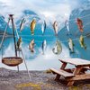 Gone Fishing Party Decorations Include Hanging Banner and Hanging Swirl Fishing Party Supplies Fishing Theme Birthday Party Decor