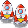 50 PCS Rocket Ship Paper Plates for Outer Space Birthday Party Supplies Disposable Solar System Themed Party Dessert Plates Starry Night Baby Shower Party Galaxy Birthday Themed Decoration Kids