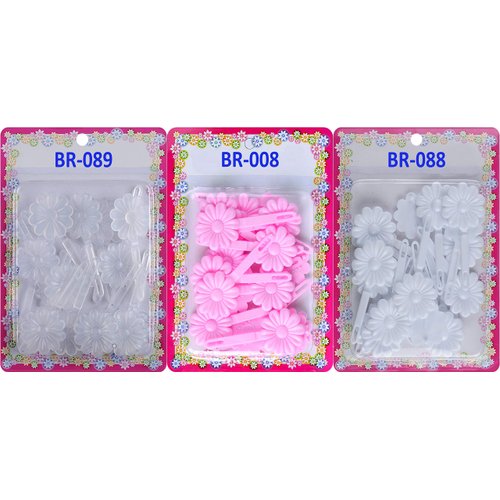 Tara Girls Self Hinge Plastic Bow Hair Barrettes Selection Pack Of 3 (COMBO20)