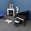 iLAND Miniature Dollhouse Accessories for Dollhouse Furniture on 1:12 Scale, Dollhouse Frames w/Printed Classic Paintings Set (4 Matte Silver Frames & Pictures)