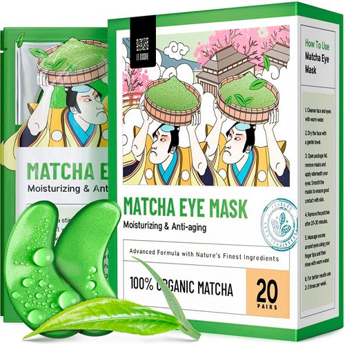 LE GUSHE Under Eye Patches – Green Tea Eye Patches with Hyaluronic Acid for Puffiness and Dark Circles, Eye Gel Bags (20 Pairs Matcha)