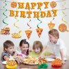 Refavor Pizza Party Decorations - 11PCS Pizza Birthday Party Decorations Pizza Happy Birthday Banners Hanging Swirl Pizza Theme Honeycomb Centerpieces Table Decor Supplies Pizza Decorations for Party