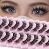 DSLONG 10 Pairs Cluster Lashes D Curl Russian Strip Lashes Fluffy False Eyelashes Individual Natural Wispy Lashes DIY Eyelashes Extension At Home