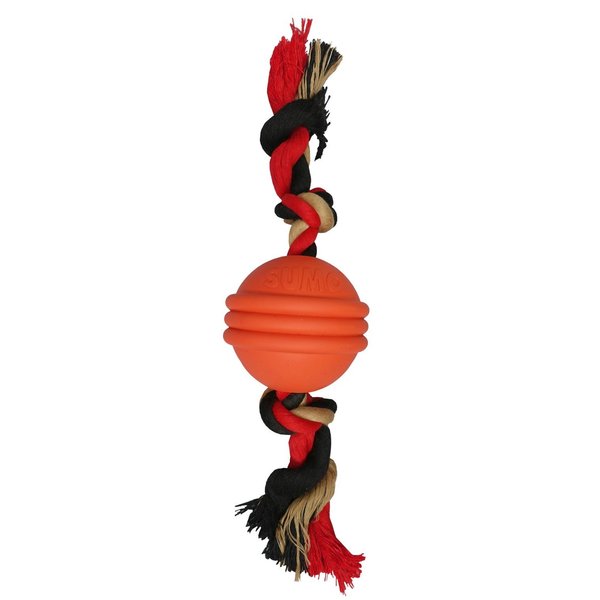 SUMO Rubber fit Ball with Rope Dog Toy