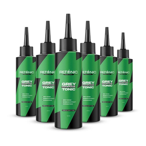 Retonic Grey Coverage Tonic, Helps Darken Hair, Restore the Hair Color, More Lively and Shiny Hair, 20.28 Fl Oz (Pack of 6)