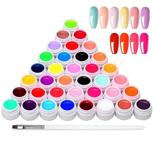Anself 36 Colors Nail Polish, Paint Kit, Gel Paint with 1 Nail Brush for DIY Nail Art Design