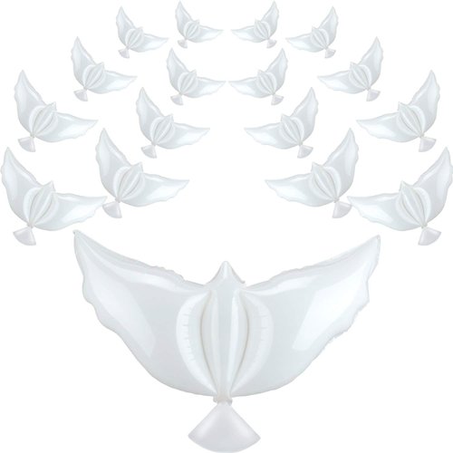 16 Pieces 41.3 Inch Peace Dove Balloons White Memorial Balloons Pigeon Bird Balloons Ceremonies P...