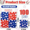 100Pcs Baseball Napkins, Disposable Baseball Paper Napkins, Picnic Napkins for Sports Fans Kid Adult Baseball Birthday Party Supplies, 13 x 13 Inches