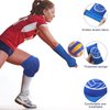 2 Set Volleyball Knee Pads and Volleyball Arm Sleeves with Protection Pad Compression Forearm Wrist Guard with Thumb Hole Soft Breathable Pads for Women Kids Girls Youth Hitting Passing (Black, Blue)