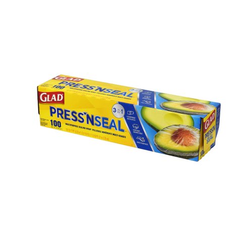 Glad Sealable Plastic Wrap Press'n Seal with Griptex, 100 sq ft 33.8YD x 11.8IN (Packaging May vary)