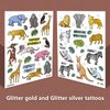 EMOME Jungle Animal Theme Temporary Tattoos for Kid, Kids Tattoo Stickers for Birthday Party Supplies Decorations, Glitter Luminous Temporary Kids Tattoos